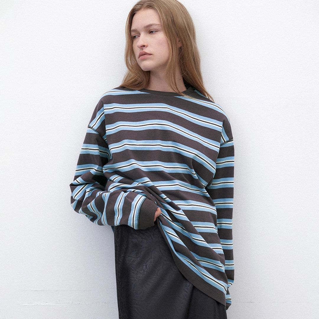 아뜰리에 나인 (T-7127)STRIPE RELAXED TEE 상품 이미지 2