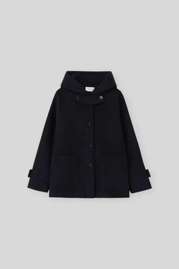 Lamb hoodie coat (navy) - THE MITTEN