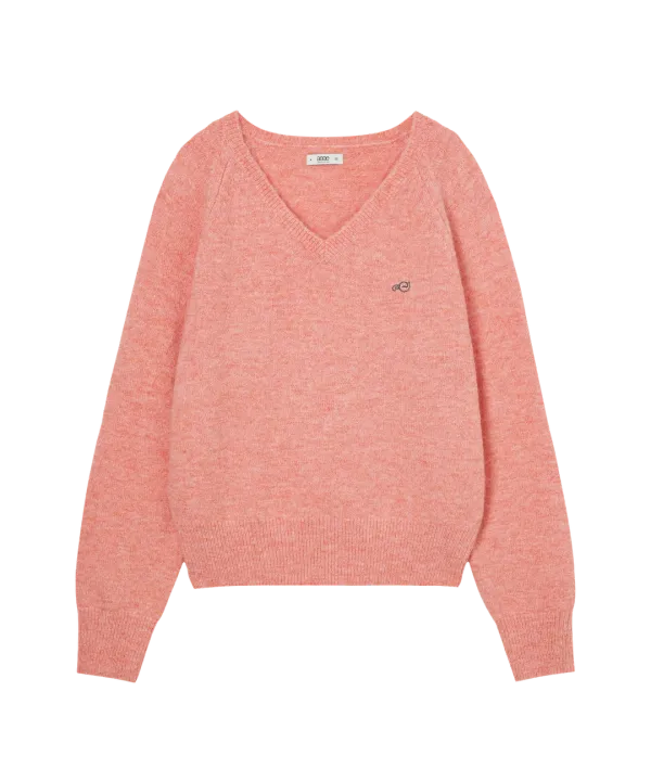 SYMBOL V NECK KNIT [PINK]