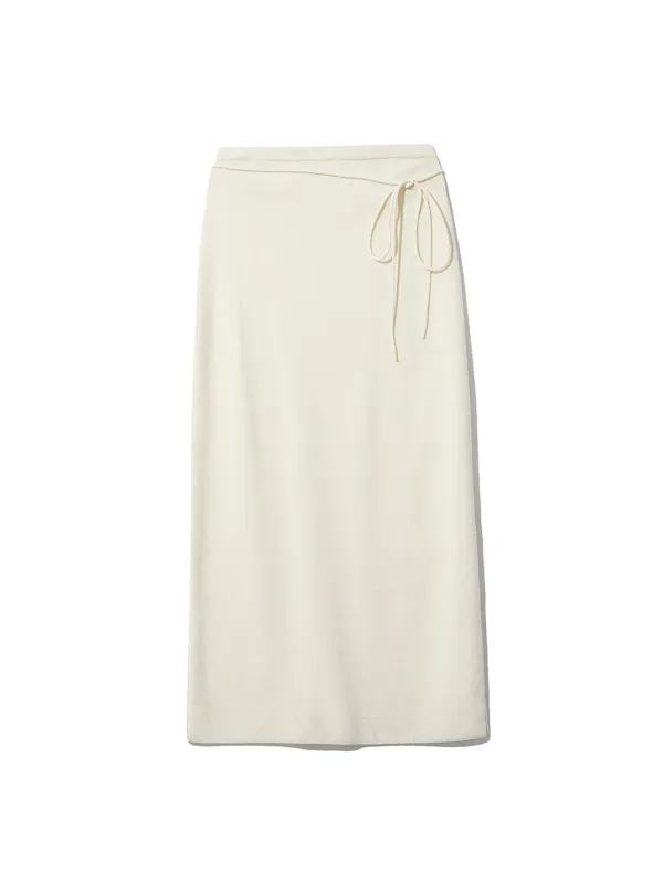 STRING STRAIGHT KNIT SKIRT [IVORY]
