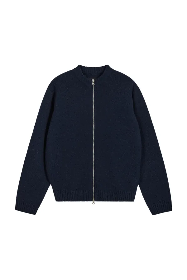 HEART LOGO ZIP CARDIGAN-NAVY
