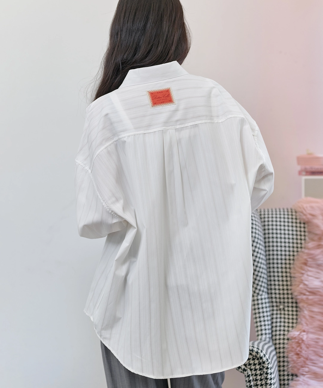 비터셀즈 Oversized Brynn Stripe Shirt-White 상품 이미지 2