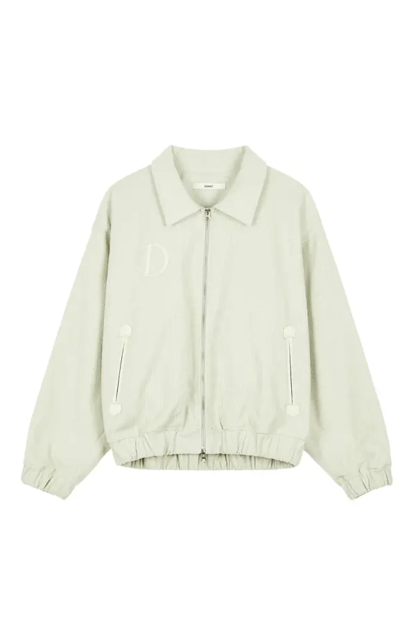 D & FRIENDS CORDUROY VARSITY JACKET IN IVORY