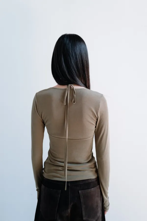 Modal jersey layered tee (ivory / khaki / dark gray)