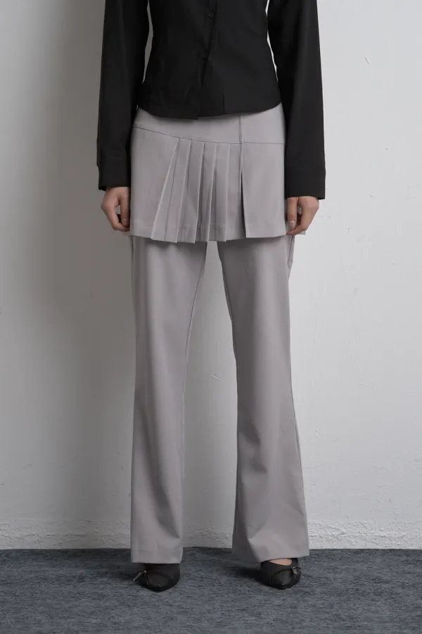 UNBALANCED SKIRT PANTS LIGHT GRAY