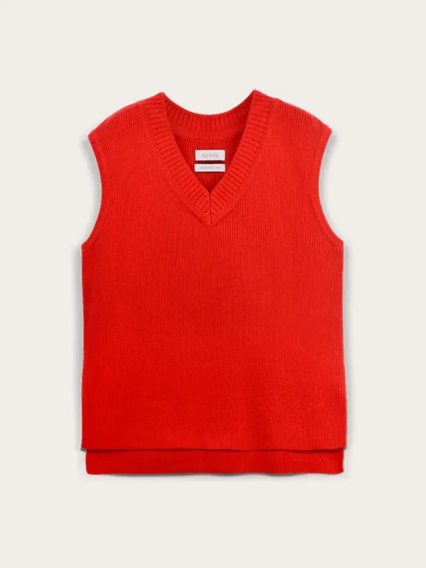 [CASHMERE 100] 브이넥 언발 니트 베스트