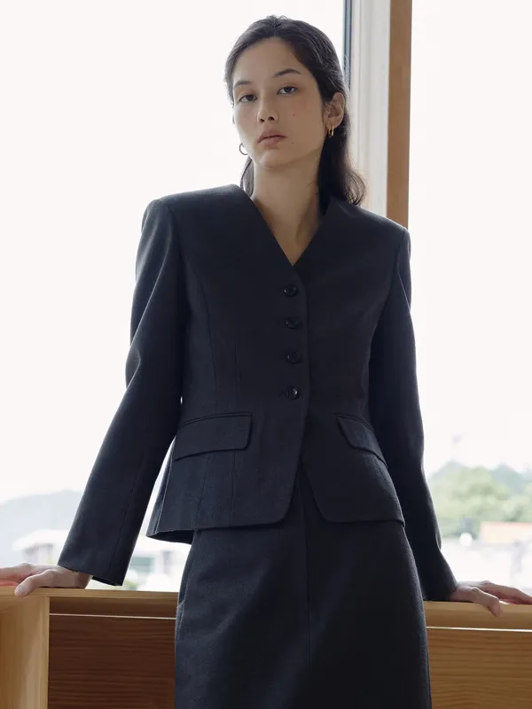 COLLARLESS WOOL JK_2COLOR