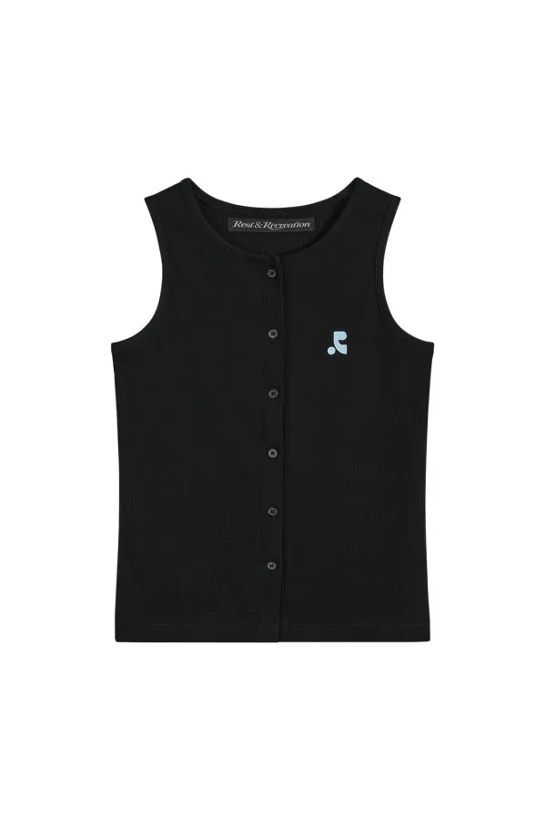 SLEEVELESS CARDIGAN - BLACK