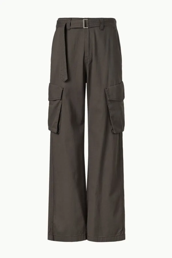 Men\'s Belted Relaxed Cargo Pants, Charcoal