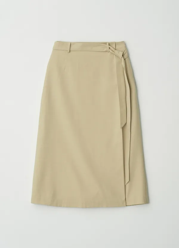 Side pleated A-line skirt_BUTTER