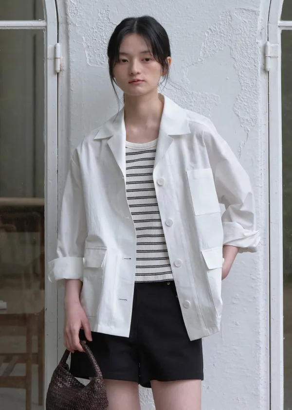 COTTON WORK JACKET (sand ivory)