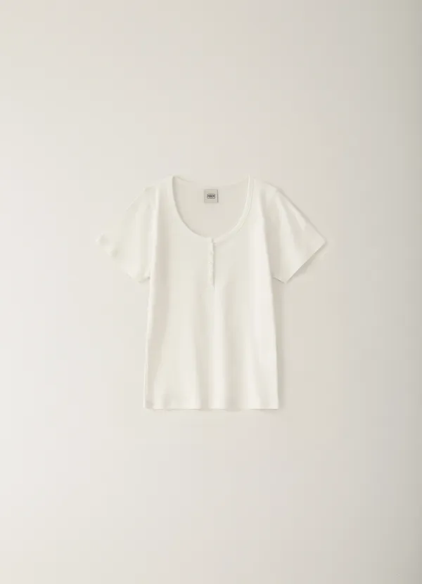 Modern Button Short T-Shirt - White