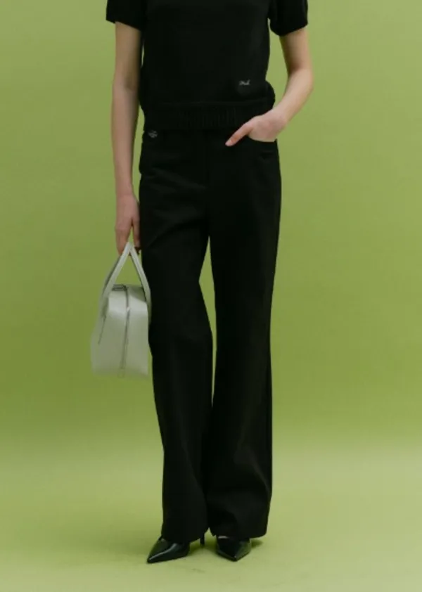 PLAIN COTTON PANTS (moat black)