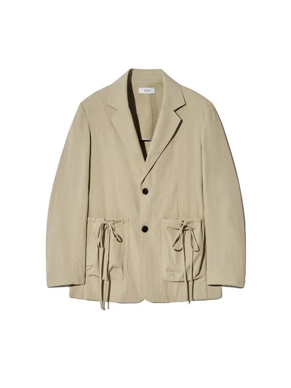 Shirring Pocket Blazer Beige