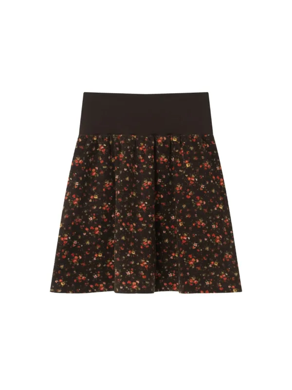 Banding Midi Skirt - Floral Brown