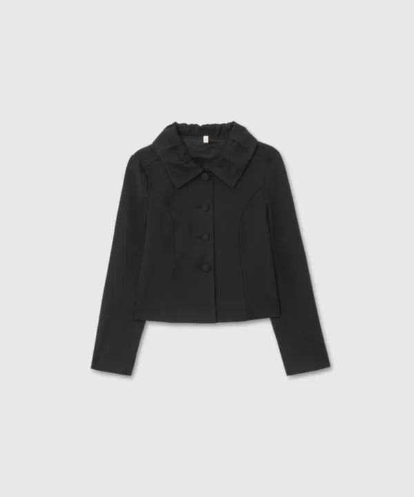Shirred jersey jacket (Black)