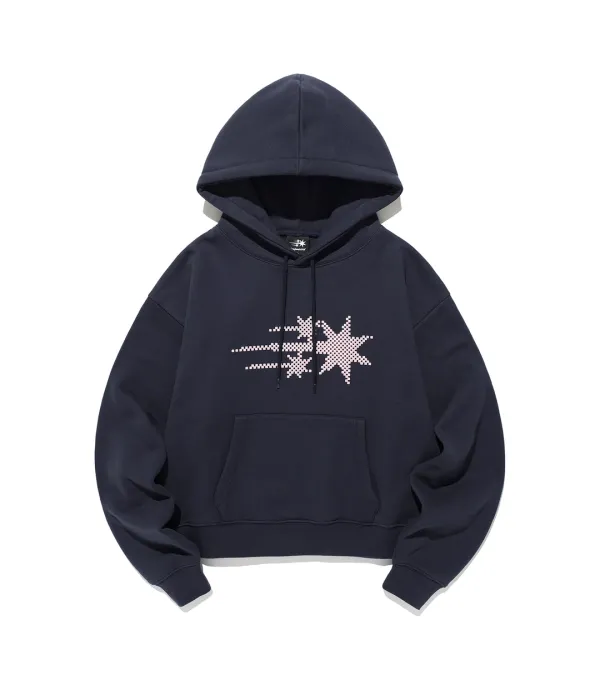 mosaic 3star crop hoodie[navy]