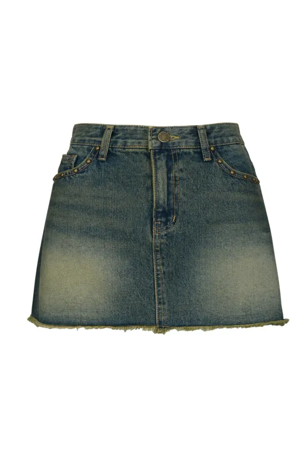 STUD WASHING DENIM SK (DENIM)