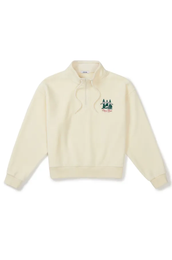 [25FW clove] Forest Patch Half-Zip Sweatshirt (Cream)