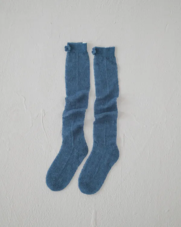 flétta Flower Mohair Socks_Blue