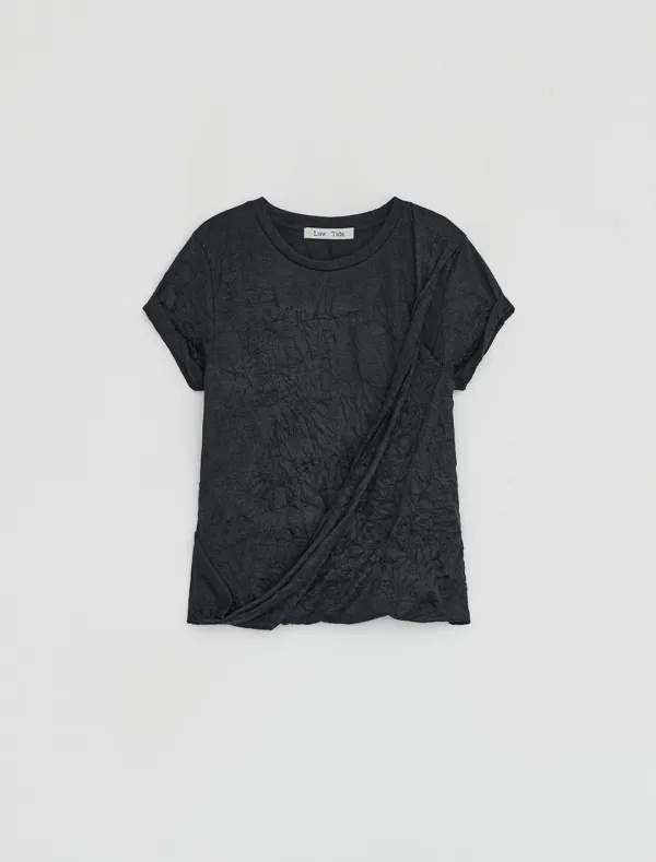 CREASE DRAPE T-SHIRT [CHARCOAL]