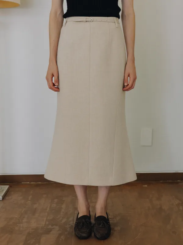 Wool Curved Mermaid Skirt_3Color