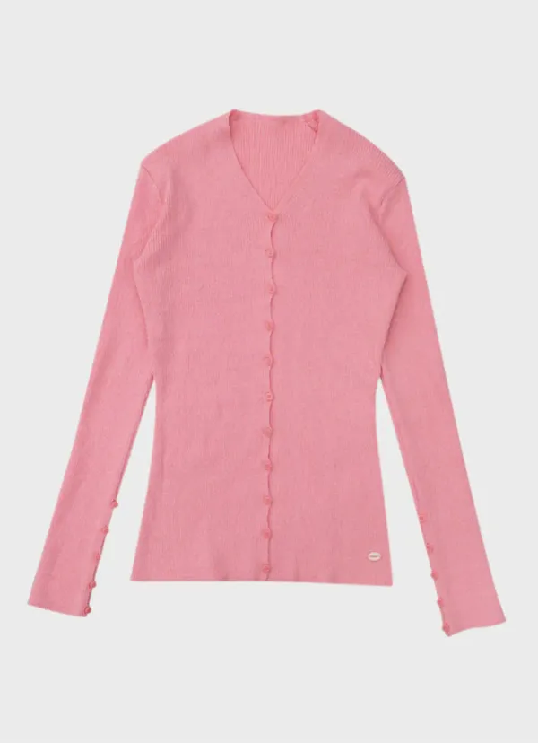 ribbed button knit cardigan