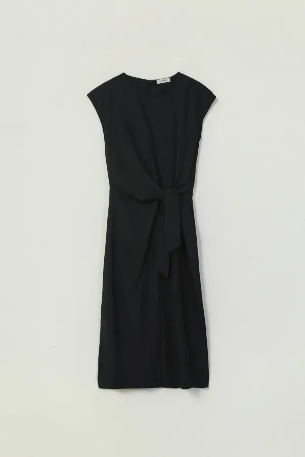 MANDY TIE LONG DRESS_DEEP CHARCOAL