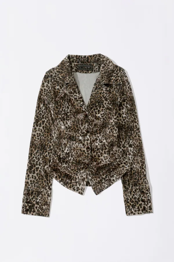 Velour Collar Shirt Leopard