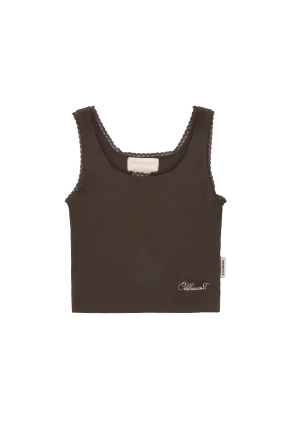 MONO LACE SLEEVELESS TOP BROWN