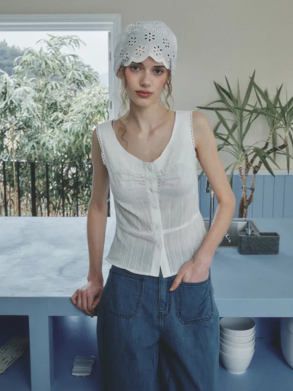 ATHENA round neck vest_white