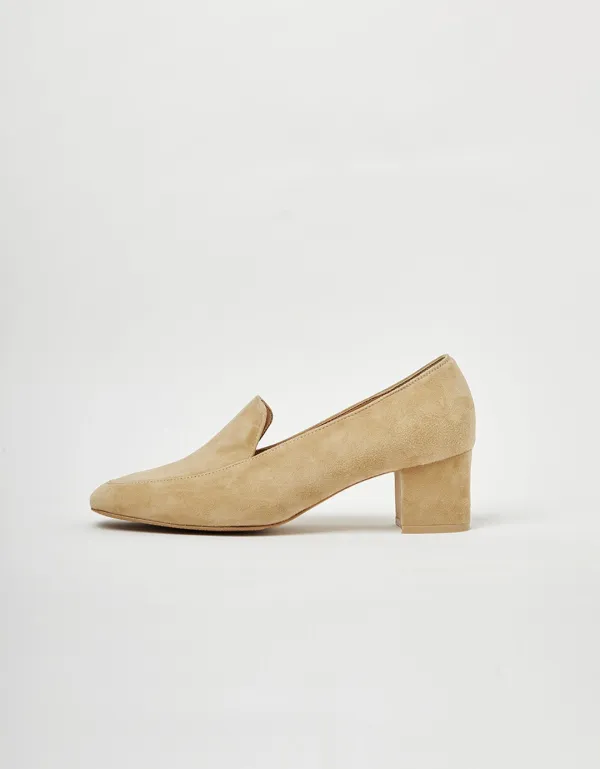 Goat Suede Pumps (Beige)