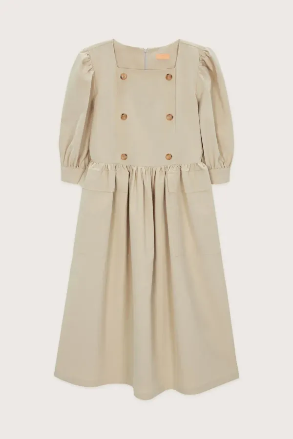 Shirt Long Dress (Beige)