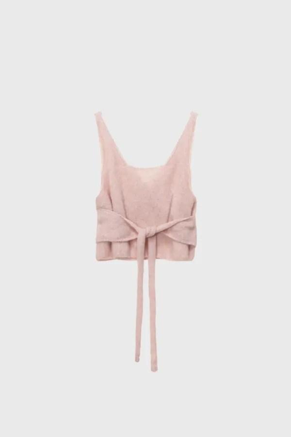 Alpaca wrap sleeveless knit (pink / ivory / gray)