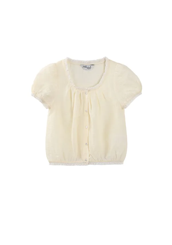 [1차 리오더] Mused Bonnie Crop Blouse - Cream