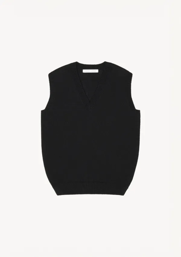 V-neck Sleeveless Knit in Black