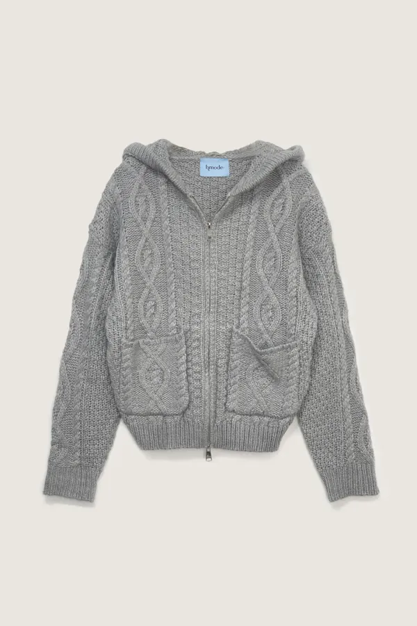 Hoodie knit zipup (그레이)