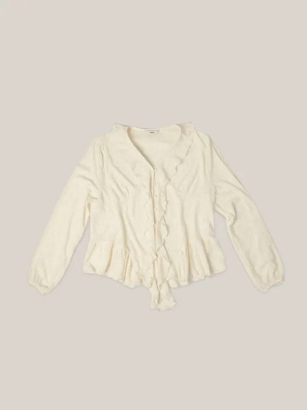 FLORAL JERSEY BLOUSE [ IVORY ]
