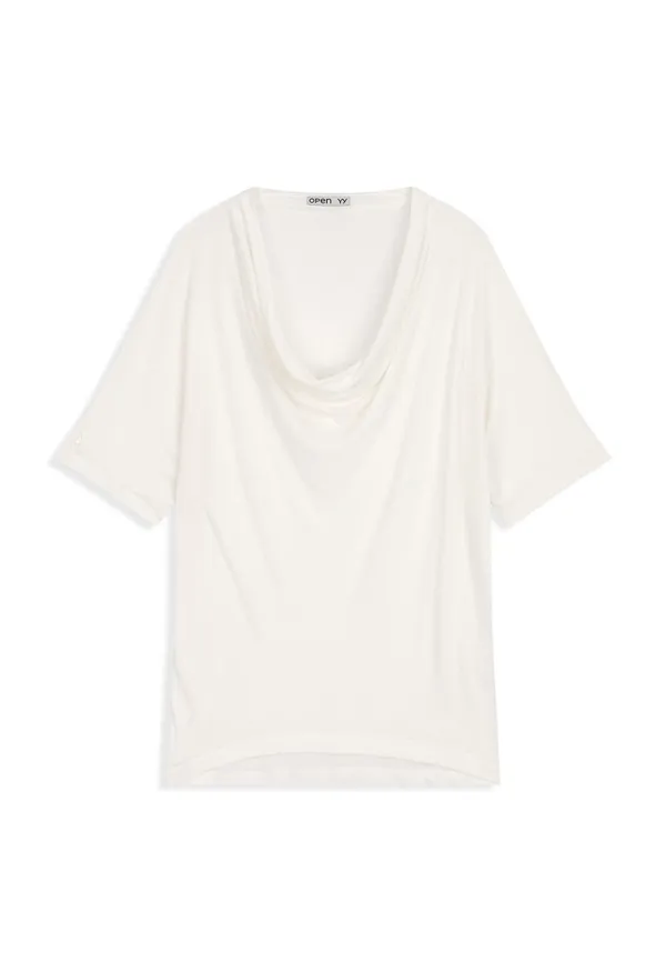 COWL NECK TEE, WHITE
