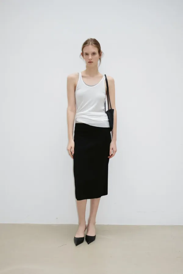 Clean Ribbed Knit Skirt (Black)