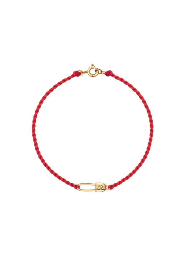 [G] Safety Pin Silk Bracelet_Red