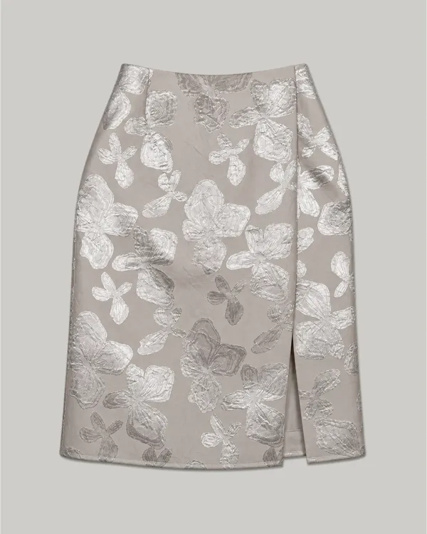 [3차 10월 19일 배송] Jacquard Slit Midi Skirt_2Color