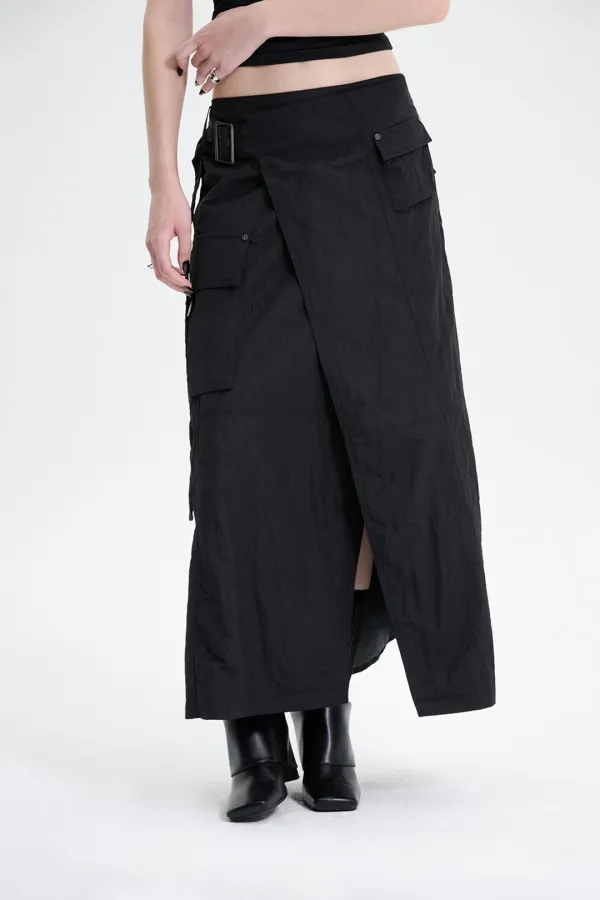 Belted Cargo Skirt [ Black ]