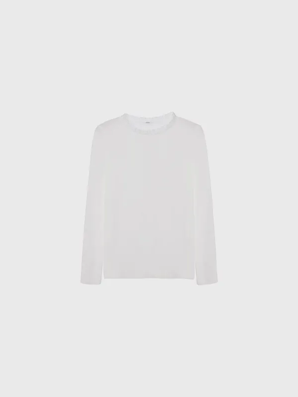 Ruffled neck t-shirt (black / white)