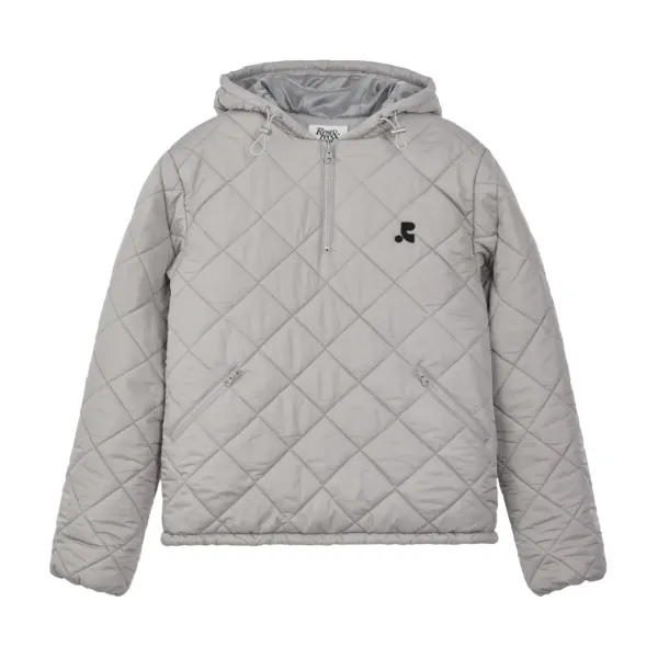 QUILTED HOODIE - LIGHT GREY