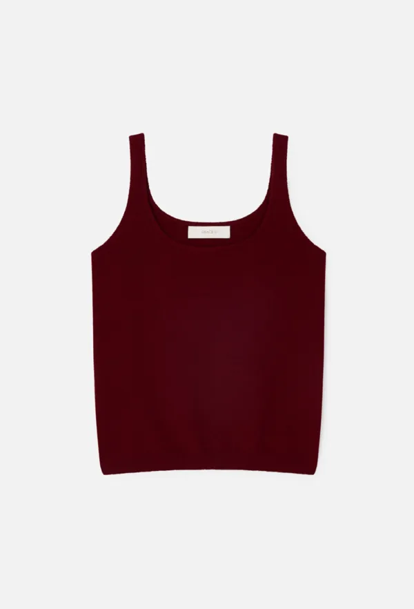 Cashmere Sleeveless Knit Top (Wine)