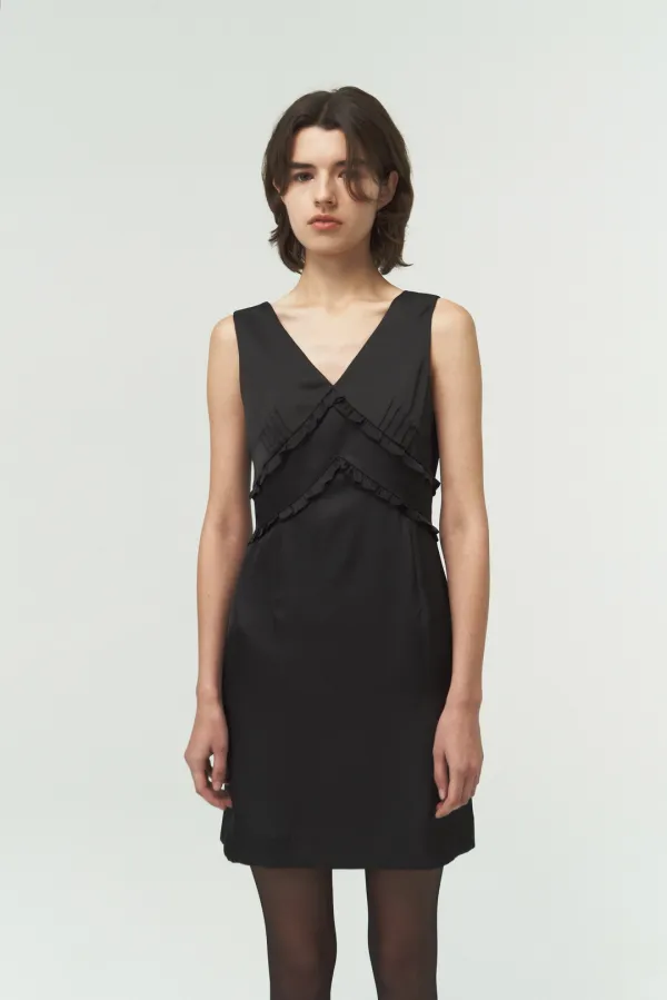 SERENA FRILL DRESS / BLACK