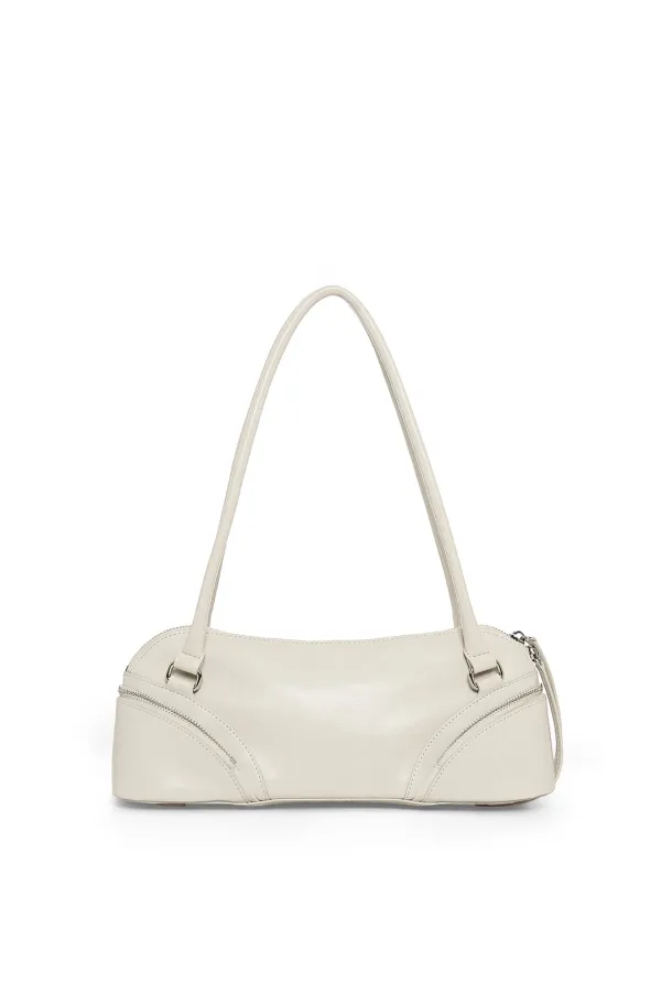 CURVE ZIP BAGUETTE BAG IN LIGHT GREY