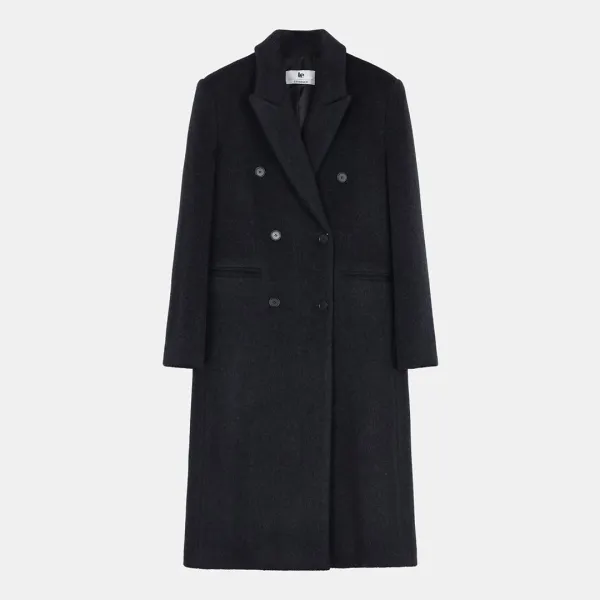 wool double-breasted coat (deep charcoal)