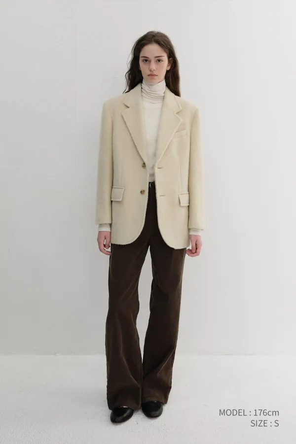 UNISEX ALPACA BLAZER COAT BUTTER BEIGE_UDJA6D123Y1